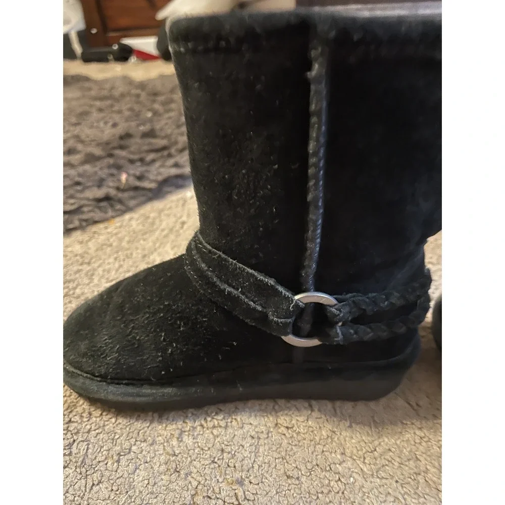 Bearpaw Toddler Black Faux Suede Boots Sz 9 Cozy Outdoor‎ Soft Cute
